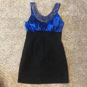 Blue and black formal dress